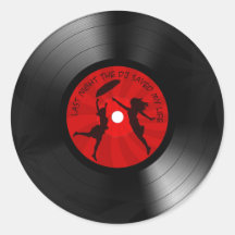Last Night The DJ Saved My Life Vinyl Record Black Round Sticker