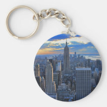Late afternoon NYC Skyline as sunset approaches Keychain