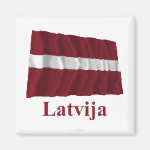 Latvia Waving Flag with Name in Latvian Fridge Magnets