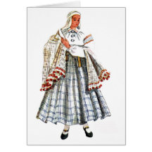Latvian traditional folk costume card
