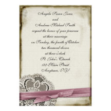 Laura Pink Vintage Lace Invitation