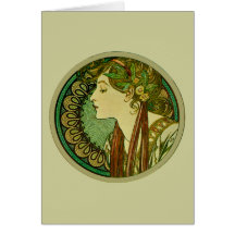 Laurel, Alphonse Mucha Greeting Cards
