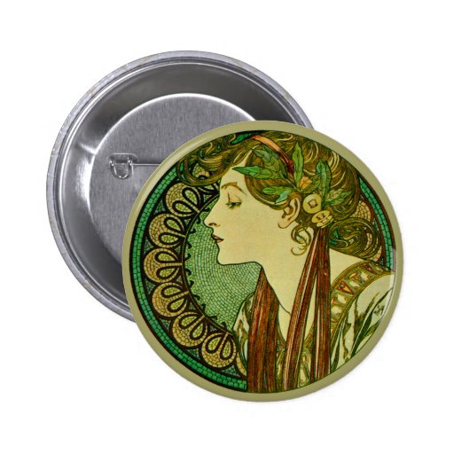 Laurel, Alphonse Mucha Pin
