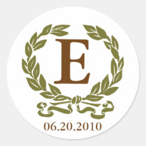 Laurel Wreath Monogram Sticker in Brown and Green stickers
