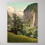 Lauterbrunnen Valley with Staubbach Waterfall, Ber Poster