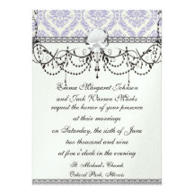 lavender and cream lovely damask custom invite