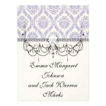 lavender and cream lovely damask custom announcements