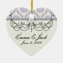 lavender and cream lovely damask christmas ornament