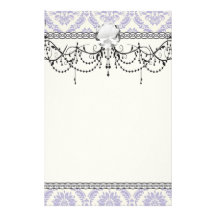 lavender and cream lovely damask stationery paper