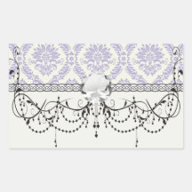 lavender and cream lovely damask rectangular stickers