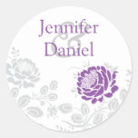 Lavender and Grey Damask Envelope Seal stickers