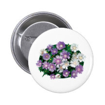 Lavender and White Stokes Asters Pinback Buttons