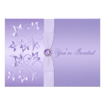 Lavender Floral Jewelled Wedding Invitation