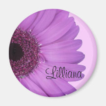 Lavender Gerbera Daisy Round Magnet