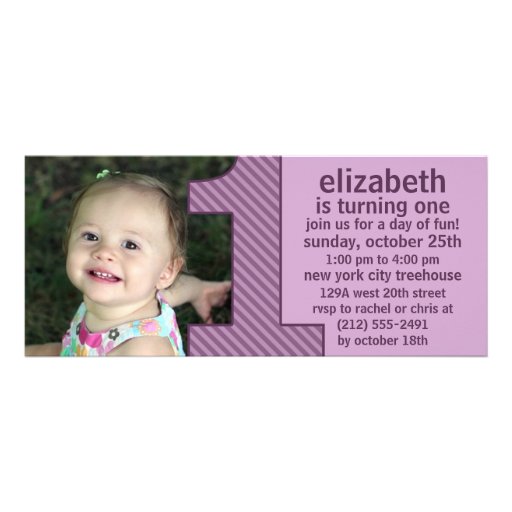 Lavender One Is Fun Photo First Birthday Party Personalized Announcements
