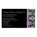Lavender Purple Damask Black/White Business Card Templates