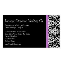Lavender Purple Damask Black/White Business Card Templates