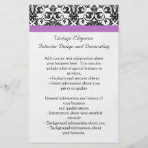 Lavender Purple Damask Black/White Flyers