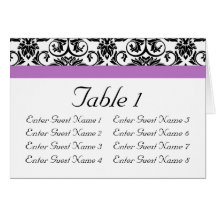 Lavender Purple Damask Black/White Greeting Cards