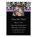 Lavender Purple Damask Black/White Personalised Invites