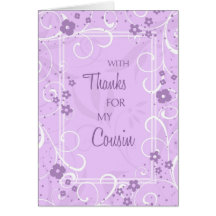 Lavender Swirls Cousin Thank You Bridesmaid Card