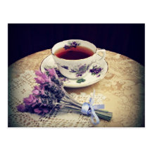 Lavender & Tea tea party invite, postcard, note