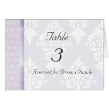 Lavender Wedding Table Number Card