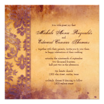 Lavish Lilac Grunge Damask Lace Wedding Personalised Announcements