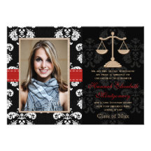 Law School Graduation Announcements Invitation Red