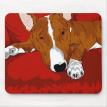 Lazy English Bull Terrier Dog Breed Illustration Mousepads
