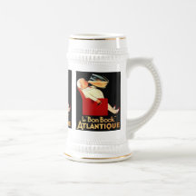le Bon Bock Atlantique Vintage Beer Label Stein Coffee Mugs