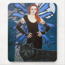 le Fay Wolf Goddess by Lori Karels Mouse Pad