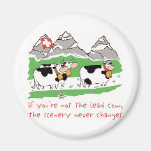 Lead Cow Round Magnet