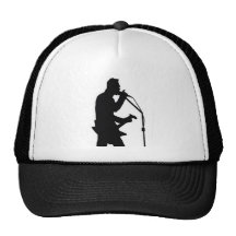 Lead singer in rock band hat