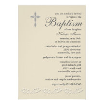 Leaf Accents Baptism Invitation