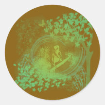 Leaf Surfer Round Stickers