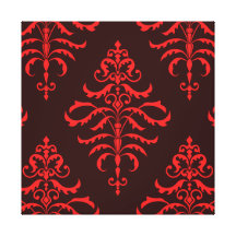 Leafy Damask - Red & Burgundy I Canvas Print