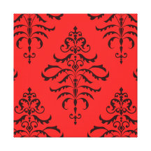 Leafy Damask - Red & Burgundy II Stretched Canvas Prints