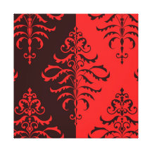 Leafy Damask Red & Burgundy – Two-Way Design Gallery Wrapped Canvas