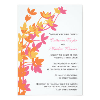 Pink yellow orange wedding invitations