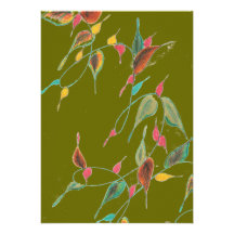 Leafy Vine Moss Green Invitation