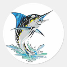 Leaping Marlin Round Stickers
