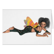 Leather-Clad Rainbow Wing Biker Pixie 3D Card
