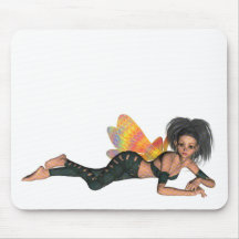 Leather-Clad Rainbow Wing Biker Pixie 3D Mousemats