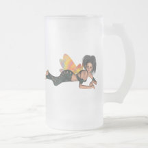 Leather-Clad Rainbow Wing Biker Pixie 3D Coffee Mug