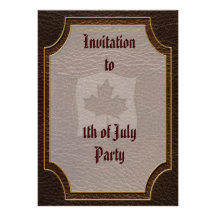 Leather-Look Canada Flag Dark Invitation