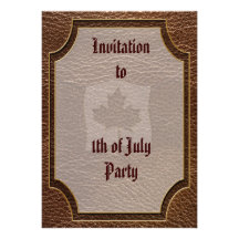 Leather-Look Canada Flag Personalised Invites