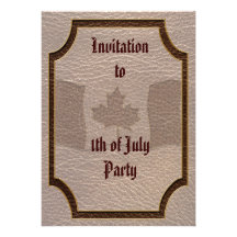 Leather-Look Canada Flag Soft Custom Invitations