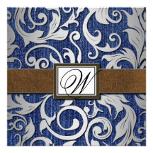 Leather Monogram Denim Western Wedding Invitations