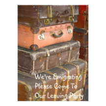 Leather Suitcases Emigrating Party Invitation
